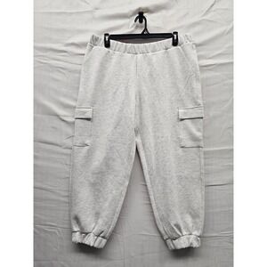 Express Womens Cargo Jogger Grey Polyester Blend Casual Athletic Size XL